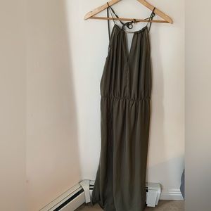 Olive green halter  maxi dress